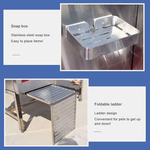 Dog Grooming Bathtub - Professional Stainless Steel Home Cleaning Station, Ideal Solution for pet Dog Grooming and Bathing, Durable and Easy to Clean