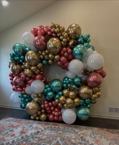 Image of HXBELTQ Christmas Balloons,55Pcs Red and Green Balloons, 12in Red Green Gold and White Balloon for Merry Christmas Theme Birthday Graduation Party Decorations