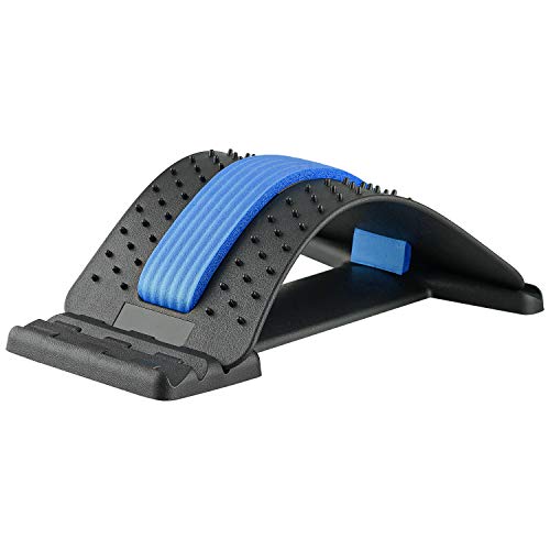 Xpassion Dispositivo de Estiramiento Lumbar, Camilla Masajeador de Columna Lumbar Equipo para Aliviar el Dolor Espinal Masajeador de Espalda con Cuentas Magnéticas, 3 Niveles Ajustables