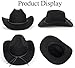 Vintage Western Cowboy Hat for Men Women, Wide Brim Felt Cowgirl Hats with Braided Rope Band M