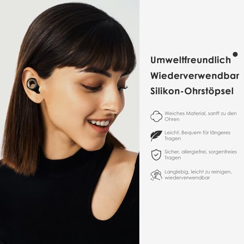 Ohrstöpsel zum Schlafen, geräuschunterdrückende Silikon Ohrstöpse, 45 dB, weich und wiederverwendbar, Gehörschutz mit 8 Ohrstücken in 4 Größen (XS, S, M, L)