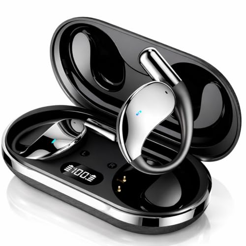 Image of U30 OWS Open Ear Wireless Earbuds with Display, ENC Mic for Crystal-Clear Calls, 60hr Playtime with Type-C Fast Charging, BT5.4 Gaming Bluetooth Earphones, Touch Control Sports Headphone. Black