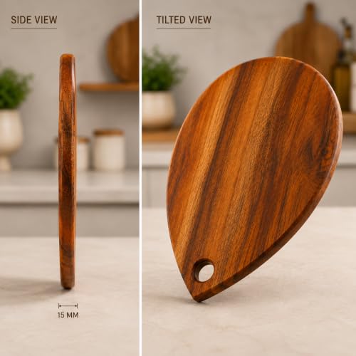 Image of AEROWOOD Heritage Acacia Wood Teardrop Cutting Board, Premium Wooden Chopping & Serving Board, 12 x 8 x 0.59 Inch, Reversible with Hanging Hole