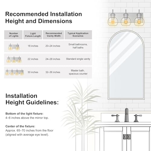 Image of 3-Light Bathroom Light Fixtures, Brushed Nickel Vanity Light, Modern Wall Lights with Clear Glass Shade, Bathroom Wall Lamp for Mirror Kitchen, Bedroom, Hallway,Living Room