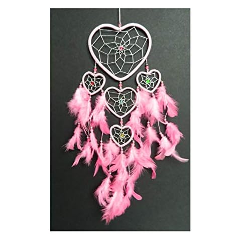Bali unbranded GIRLS DREAMCATCHER LIGHT PINK HEART DREAM CATCHER PRETTY BABY PINK LOVE HEART BEDROOM DECORATION Cover