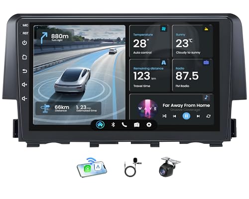 Car Radio Stereo for Honda Civic 2016-2021: 1280 * 800 HD Touchscreen Support Wireless Carplay Android Auto 5G Wi-Fi Bluetooth GPS SWC DSP FM, Free Backup Camera