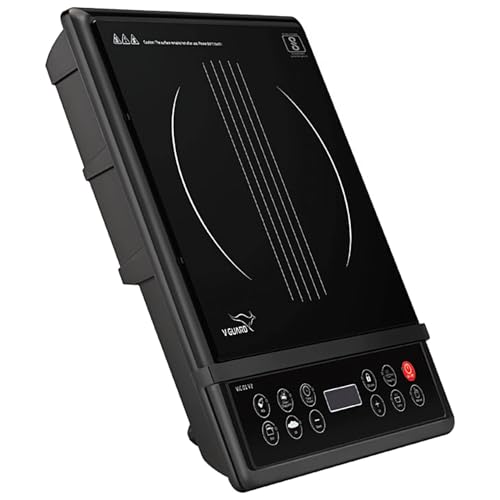 Image of V-Guard 1200 Watt Induction Cook-top with 7 Levels of Temperature Setting, Digital Display and Soft switch Controls, Black, VIC01 V2