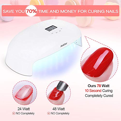 Aokitec 78W UV LED Nail Lamp, Professional Nail Dryer for Gel Polish Fits Fingernail & Toenail, Nail Light with 4 Timer Setting, Auto Sensor Gel Lamp for Home and Salon Use - Thumbnail 3