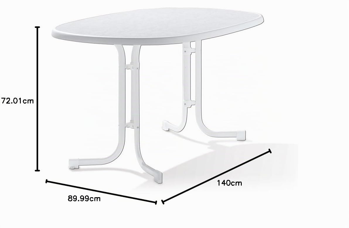 Sieger 152/W - Mesa de Comedor para Exterior (Plegable), Color Blanco, 140 x 90 cm