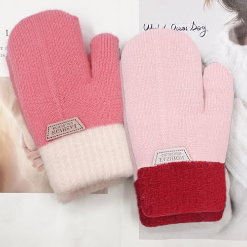 2 Pairs Kids Mittens Fleece Winter Gloves for Boys Girls Children Warm Knitted Snow Gloves for 3-7 Years4