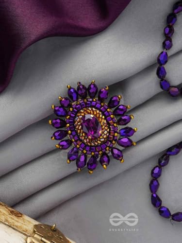 Image of SANJOYA by EVERSTYLISH Embroidered Ring for Women | Shell & Beaded Adjustable Statement Ring | Ethnic Jewelry for Weddings & Festive Occasions