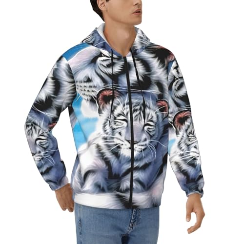 Sweat à capuche zippé pour homme EdWal veste sport à manches longues imprimé tigre