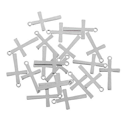 FLAMEER 20pcs Kreuz Charms Anhänger zum Basteln Charms Beads Schmuckzubehör Anhänger Schmuckanhänge - Silber