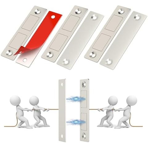 Jiayi Magnetic Cabinet Door Catch, 4 Pack Ultra Thin Cabinet Door Magnets 30 Lb Kitchen Drawer Magnets Closures, Door Magnetic Catch Cupboard Double Magnets Latch for Wardrobe Closet Door Closing Cover