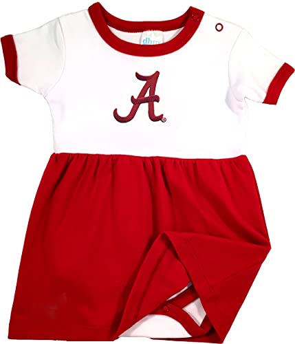 Image of Future Tailgater Alabama Crimson Tide Baby Onesie Dress - Pink Trim (6-12 months)