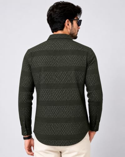 Image of The Kab's Men Casual Shirt | Textured Cotton Fabric Regular Fit Shirts for Men Stylish | Full Sleeve Shirt for Man | Comfortable Breathable Fabric | Perfect for Casual Office and Outing Wear