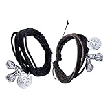 LIOOBO 2個 多皮紐編織手首ブレスレット 軽量耐久フェイクレザー メンズ レディース兼用 ファッショナブルな装飾アクセサリー