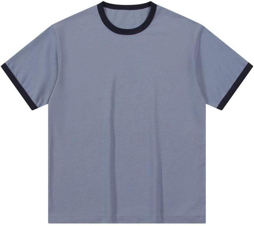 Shoulder Loose Contrast T-Shirt Casual TopSleeve Short Sleeve