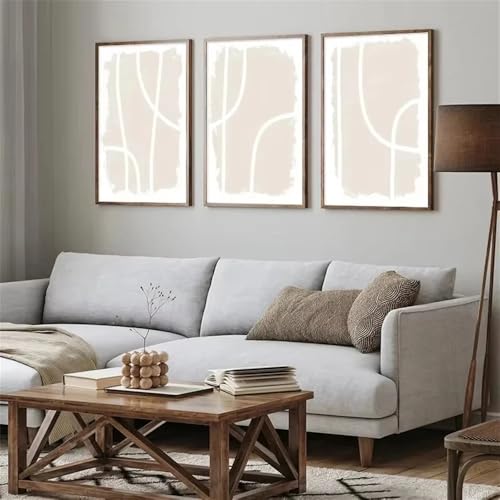 Affiche murale bohème beige abstraite pour créer un salon moderne au style nordique chic