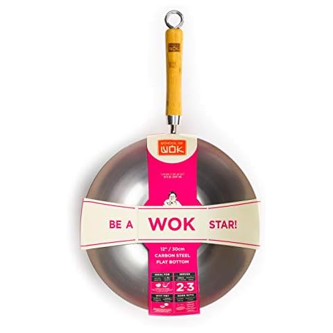 Wok de Acero al Carbono de la Escuela de Wok Cover