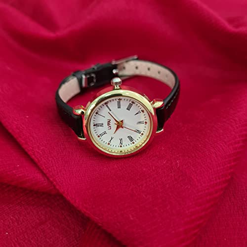 Relógio Feminino Dourado Mini Analógico Pulseira Preta