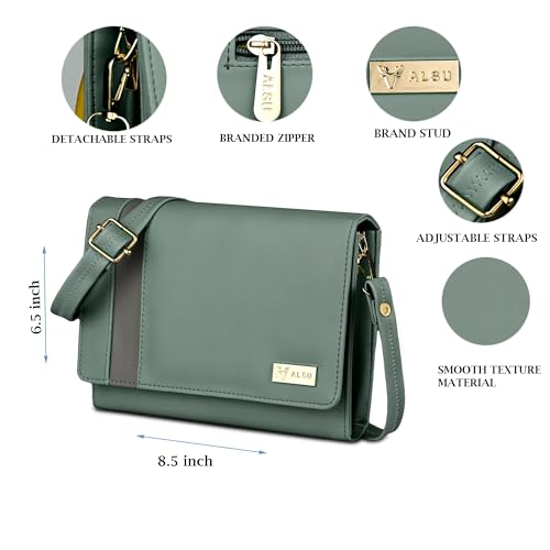 Image of ALSU Women's trendy Sling Bag | handbag | purse | crossbody bag| deattachable straps | adjustable straps |card slots side bag| phone pocket