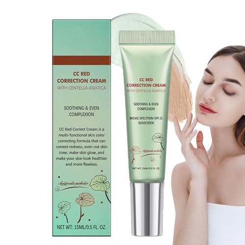 Crema reparadora roja CC – Crema correctora de tinción con Madecassoside – Antirrocío e Imperfecciones – Textura ligera sin grasa – Hidratación de la piel y protección solar (SPF)