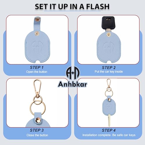 Image of Leather Keys Sleeve for Broken Car Key Loop Replacement - Cute Keychain Cover - Protector, Holder for Men & Women