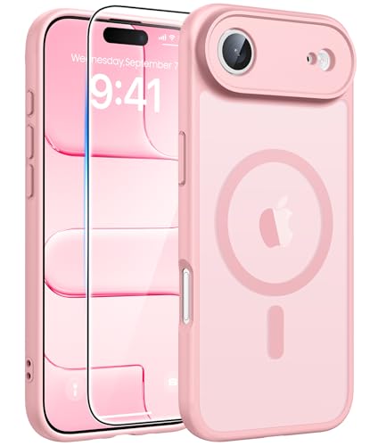 Image of FNTCASE for iPhone Air Case: [Compatible with Magsafe] Translucent Matte Cases with [Full Camera Protection] [Screen Protector] Military Grade Shockproof Protective Phone Cover - Light Pink