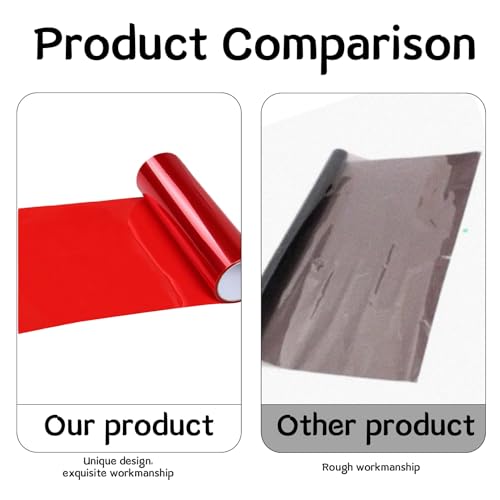 Tönungsfolie Auto,Scheinwerfer Folie,Auto Tönungsfolie Glänzend,Auto Folie Rote Glanz,Klebefolie,Selbstklebende Transparent Autofolie für Rücklichter,Nebelscheinwerfer,Rückleuchten (Rot,120x30cm)