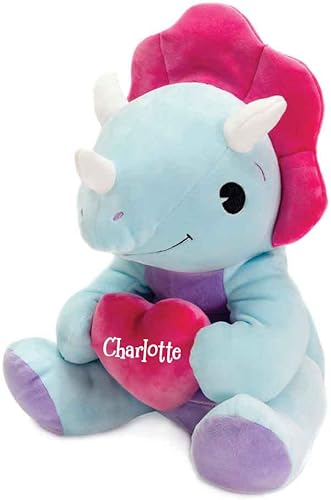 Animal de peluche de dinosaurio personalizado rosa Triceratops de peluche de 7 pulgadas, recuerdo de dinosaurio para niños y adultos con nombre