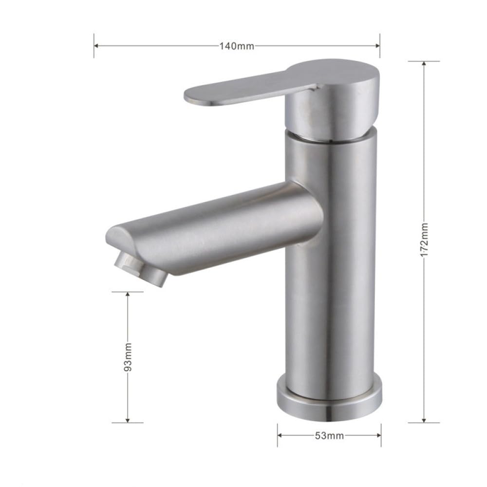 Wasserhahn Edelstahl Warm- und Kaltwasserhahn Waschbecken Waschtischarmaturen Badezimmer Badewanne Zubehör Set Waschbecken Badmischer,Silber