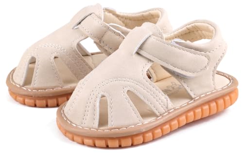 Image of Baby Boys Girls Squeaky Sandals Summer Closed-Toe Anti-Slip Premium Rubber Sole Toddler First Walkers Shoes