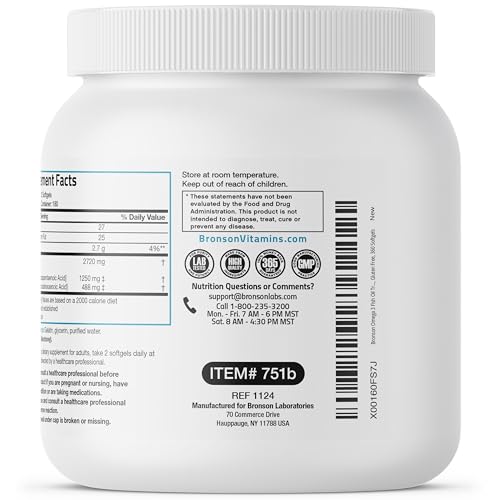 image for Bronson Omega 3 Fish Oil Triple Strength 2720 mg, High EPA 1250 mg DHA