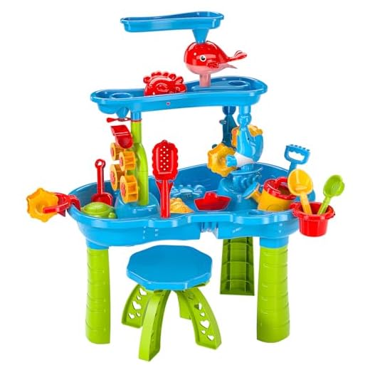 TEMI Toddler Water Table | Kids Sand Water Table | 3-Tier Outdoor Water Play Table Toys for Toddlers Kids | Water Sensory Tables Summer Beach Toys for Outside Backyard for Toddlers Age 3-5