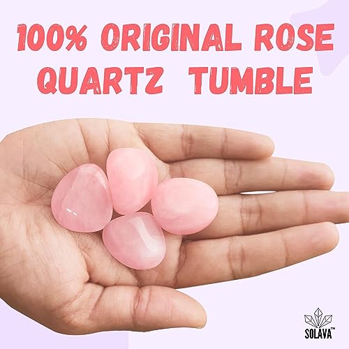 Image of SOLAVA Original Rose Quartz Stone Tumble-Natural Pink Crystal Stones Tumble For Healing, Love, Trust, Positivity, Compassion, Manifestation And Meditation-4 Piece