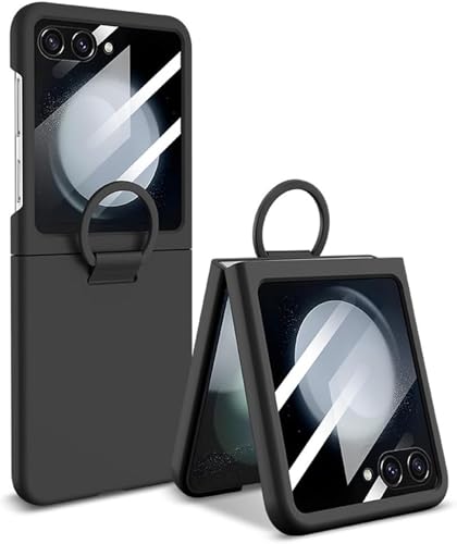 Image of Kapa Ultra Thin PC + D Ring Back Case for Samsung Galaxy Flip7 / Z Flip 7 |with [Inbuilt Glass] Shockproof Slim Hard Protective Cover (Black)