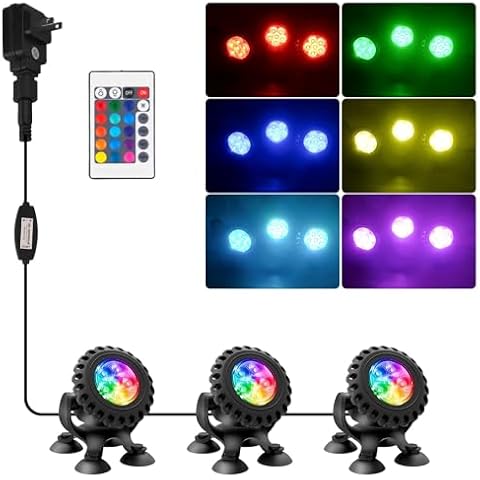 T-SUN RGB Submersible Pond Light with Remote Cover