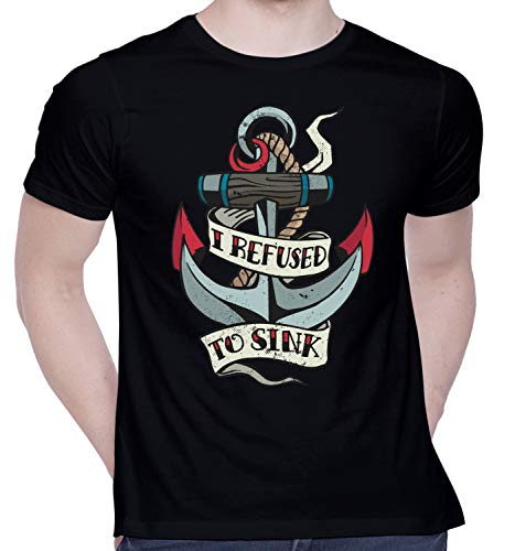 Image of CreativiT Graphic Printed T-Shirt for Unisex I-Refuse-to-Sink Tshirt | Casual Half Sleeve Round Neck T-Shirt | 100% Cotton | D00511-19