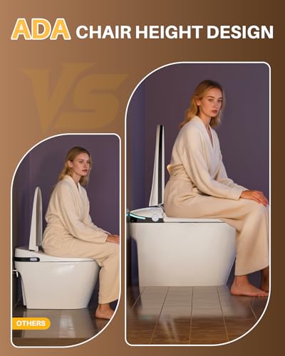 Winzo Smart Toilet con Bidé Integrado, Asiento Calefactable, Inodoro Inteligente sin Tanque con Rociador de Agua Caliente y Secador, Cierre Suave Automático, con Sensor de Pie, Pantalla LED, Gris miniatura 5