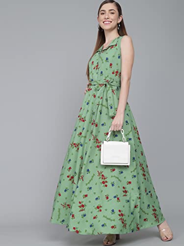 Image of Rudraaksha Women's Printed Maxi Dress Sleeveless Fit & Flare Long Dress || Western Dress for Women || Stylish Maxi Dress Dress || Summer Dress || Boho Printed Dress for Women
