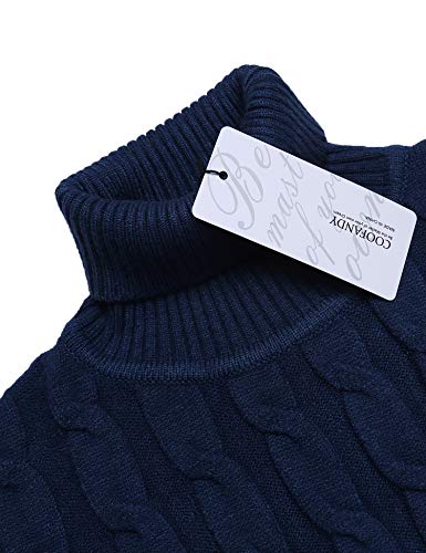 Image of COOFANDY Men's Slim Fit Turtleneck Sweater Casual Twisted Knitted Pullover | Turtleneck Design, Twisted Knit Texture, Cable Knit, Slim Fit Thermal, Business Casual, Office Wear, Fall and Winter Clothing