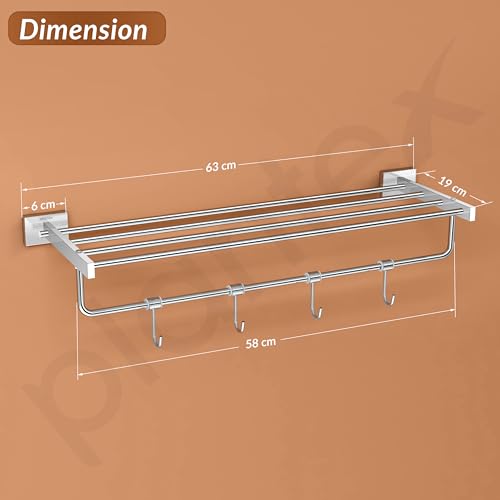 Image of Plantex Stainless Steel Towel Rack for Bathroom /Towel Stand /Towel Hanger /Towel Holder /Bathroom Accessories - Nexa (Chrome) 24 Inch