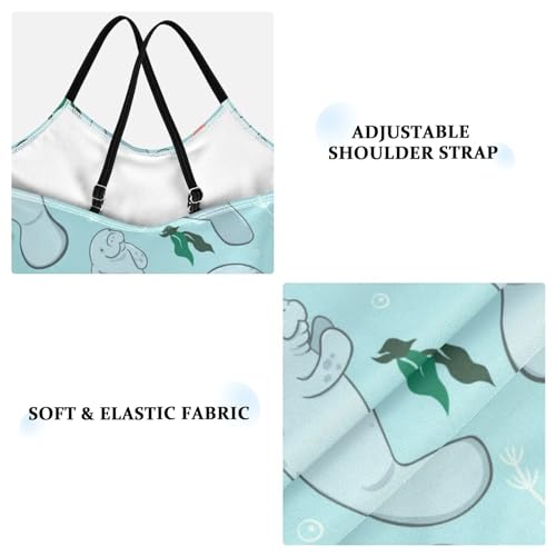 Manatees Girls One Piece Swimsuits Algae Green Sport Halter Swimwear Beach Bathing Suit 9-10T3