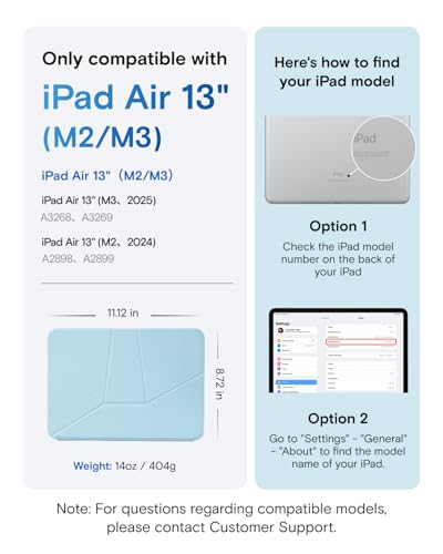 Image of MOFT Dynamic Folio Case for iPad Air 13 Inch M3 /M2 (2025 /2024), iPad Pro 12.9 6th /5th /4th Gen, Silm Magnetic Stand Case with 20+ Viewing Angles, Auto Wake /Sleep, Soothing Mist x Misty Cove