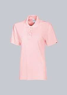 BP 1648-181-83-L - Polo de manga corta para mujer (cuello de polo con tira de botones, 64 cm, mezcla de tela 220,00 g/m2, talla L), color rosa pastel