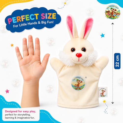Image of Rabbit Hand Puppet for Kids | Soft Plush Animal Puppet | Storytelling, Role Play, Preschool Learning Toy | Interactive Educational Puppet for Boys & Girls