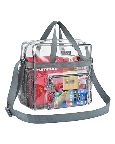 May Tree Clear Bag for Stadium Events 12×6×12 Clear Tote Lunch Bag with Reinforced Straps for Work and Sporting Events