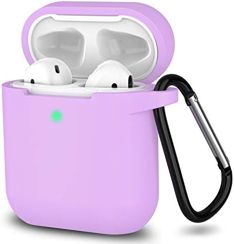 AirPods Case, Full Protective Silicone AirPods Accessories Cover Compatible with Apple AirPods 1&2 Wireless and Wired Charging Case(Front LED Visible),Light Purple