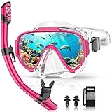 Arlierss Schnorchelset Erwachsene, Schnorcheln Set mit Schnorchel und Taucherbrille für Herren Damen, Tauchermaske 180° Panorama HD Gehärtetes Glas Anti-Fog Anti-Leck, Premium Dry Schnorchel